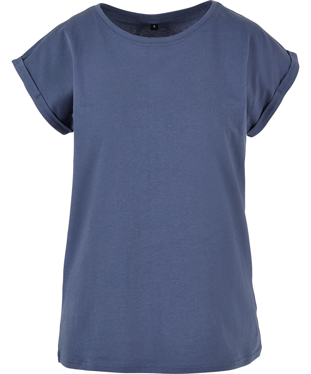 Build Your Brand BYB Womens extended shoulder tee Vintage Blue BY021 - Vintage Blue - Customisable T-Shirts