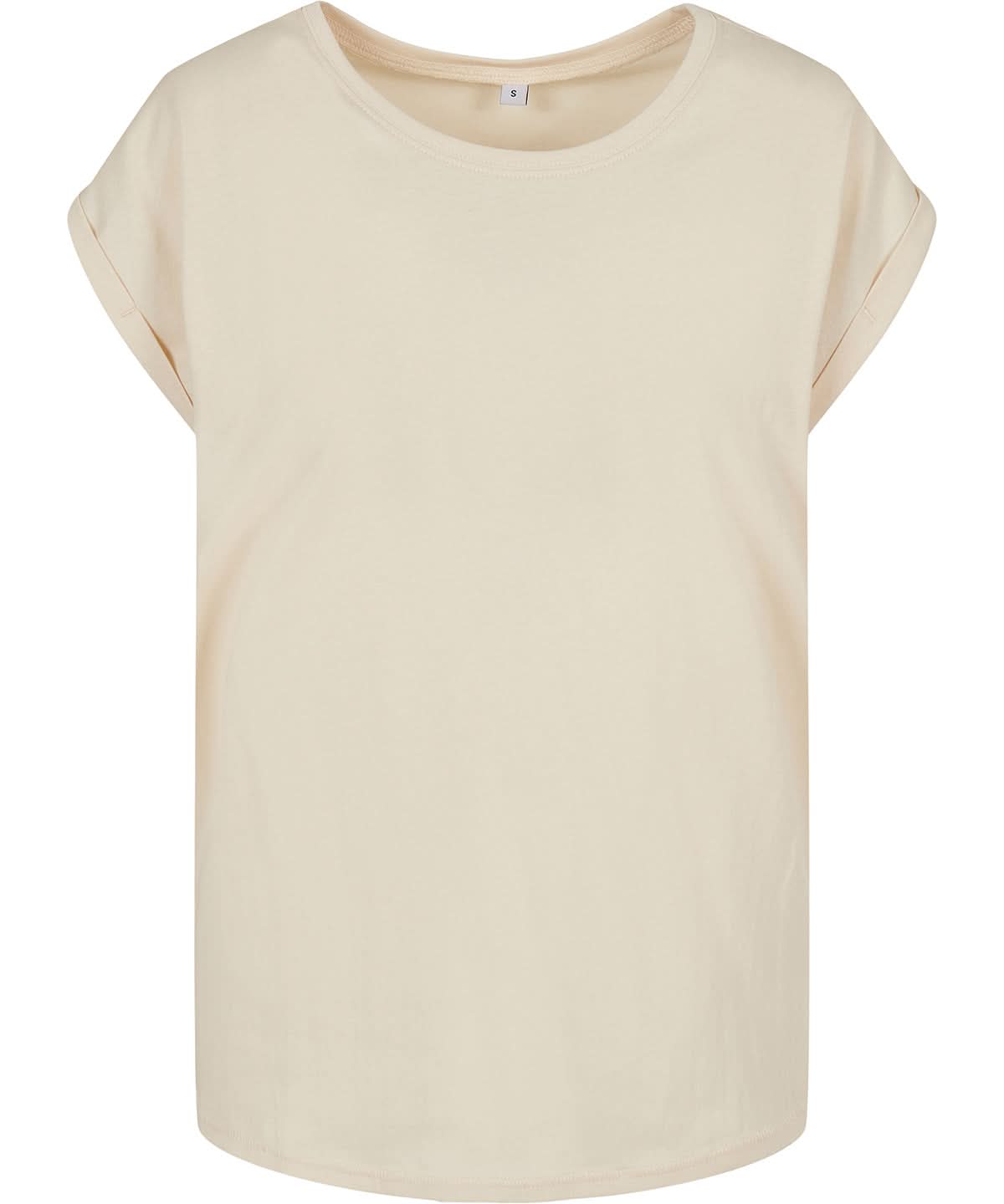 Build Your Brand BYB Womens extended shoulder tee White Sand BY021 - White Sand - Customisable T-Shirts