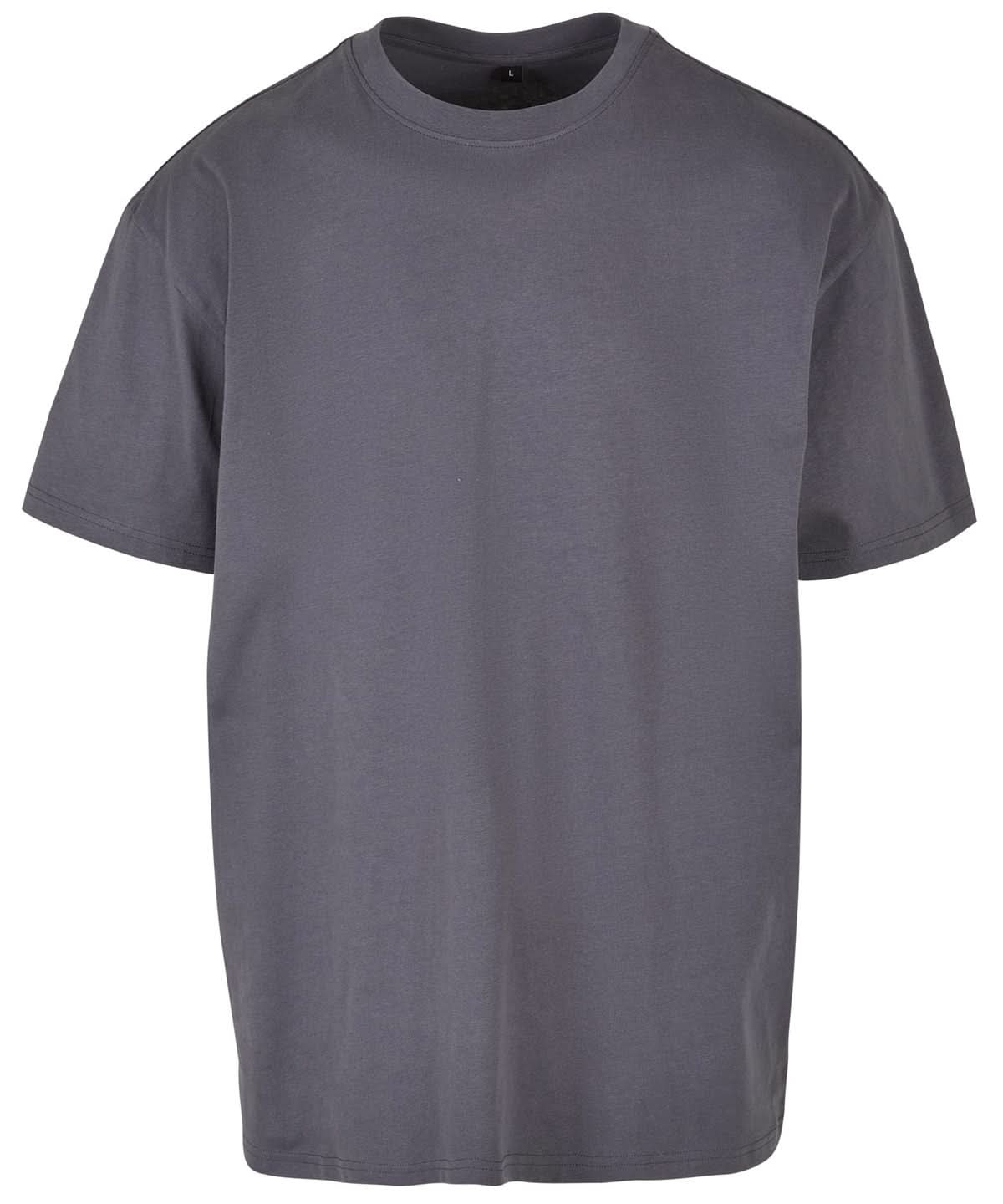 Build Your Brand BYB Heavy oversized tee Dark Grey BY102 - Dark Grey - Customisable T-Shirts
