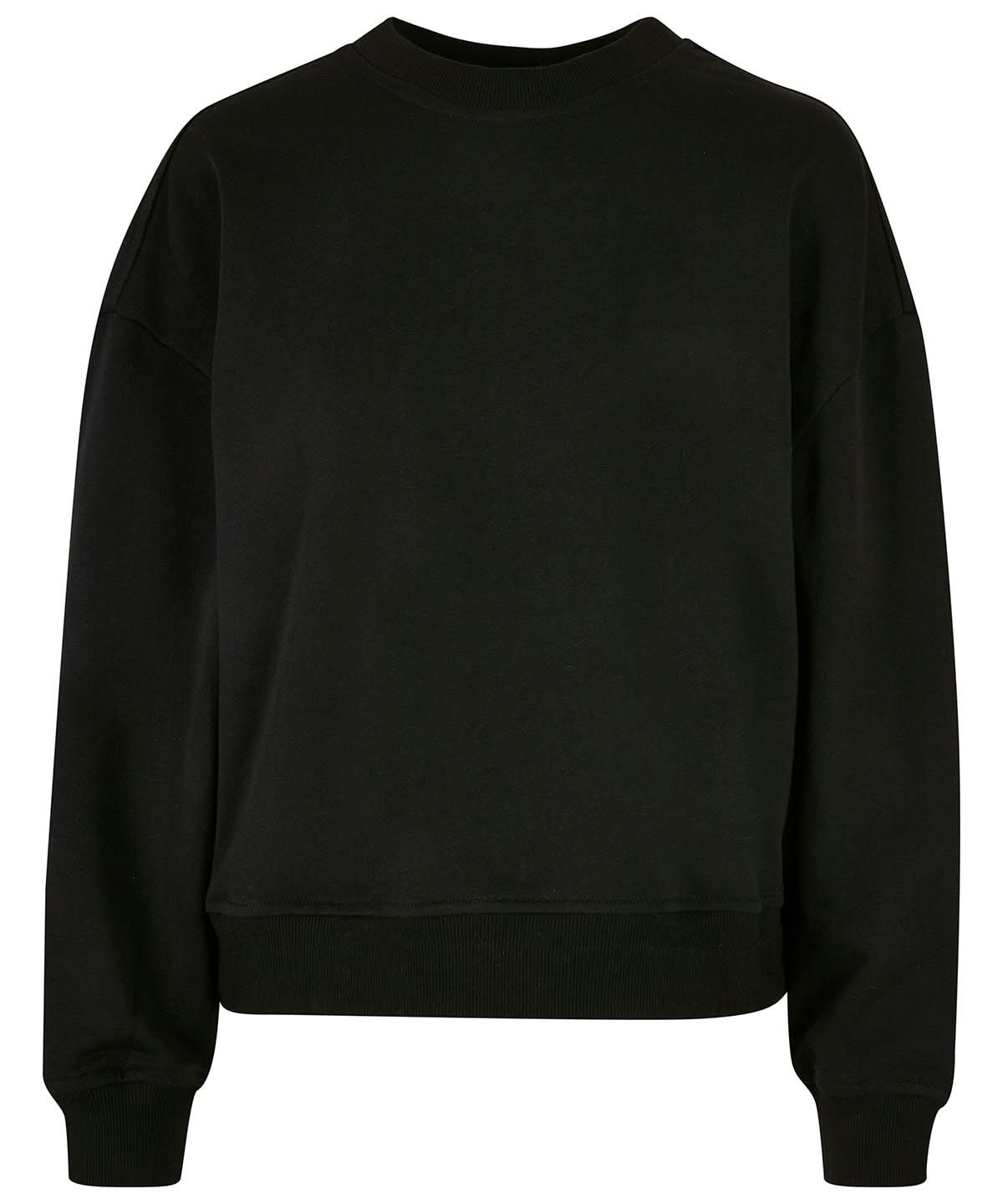 Build Your Brand BYB Womens oversized crew neck sweatshirt BY212 - Black - Customisable Sweatshirts
