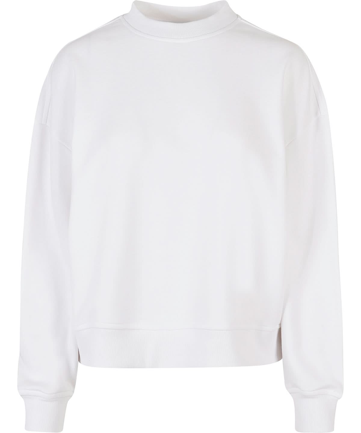 Build Your Brand BYB Womens oversized crew neck sweatshirt BY212 - White - Customisable Sweatshirts