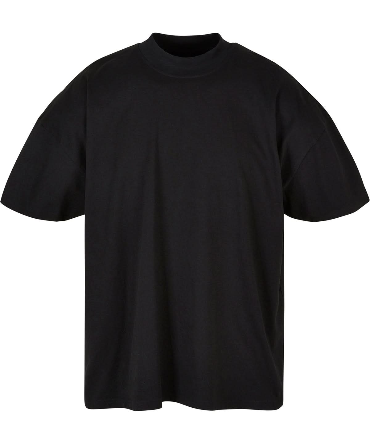 Build Your Brand BYB Oversized mock neck tee BY230 - Black - Customisable T-Shirts
