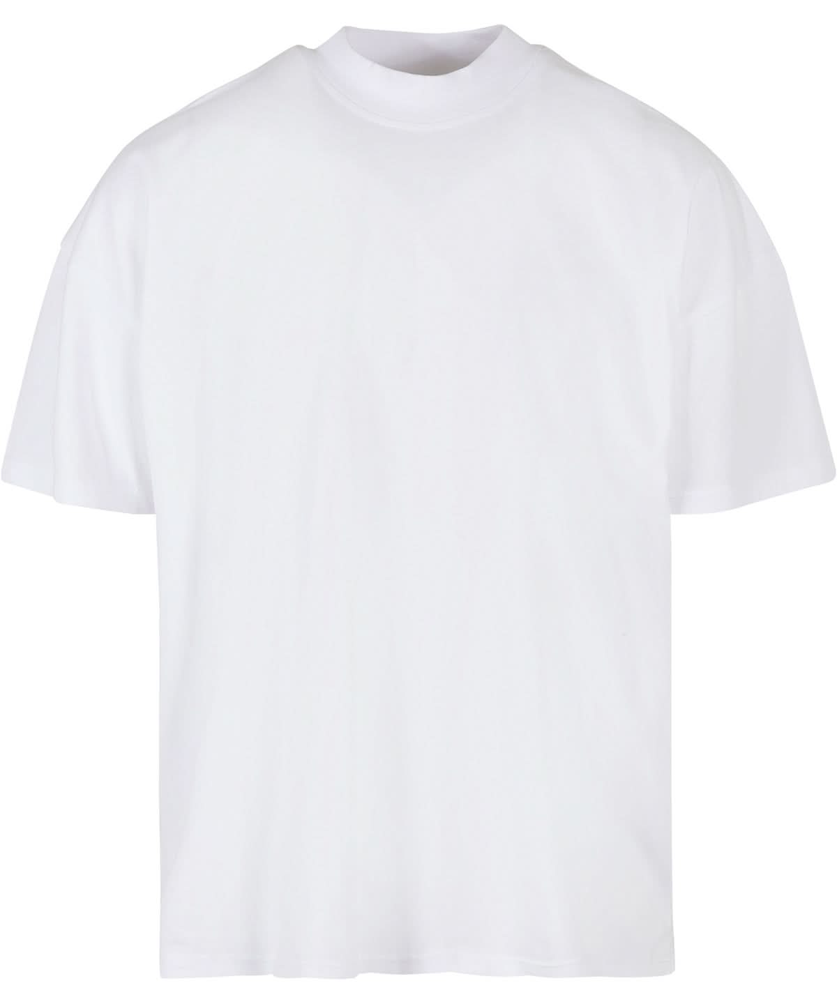 Build Your Brand BYB Oversized mock neck tee BY230 - White - Customisable T-Shirts