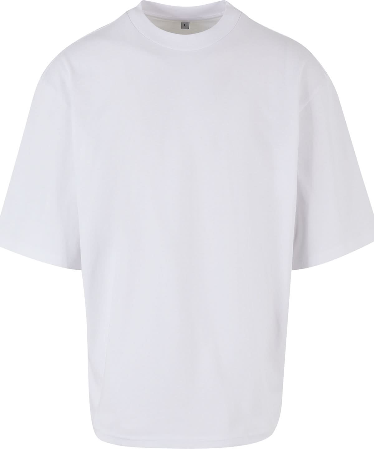 Build Your Brand BYB Oversized sleeve tee BY256 - White - Customisable T-Shirts