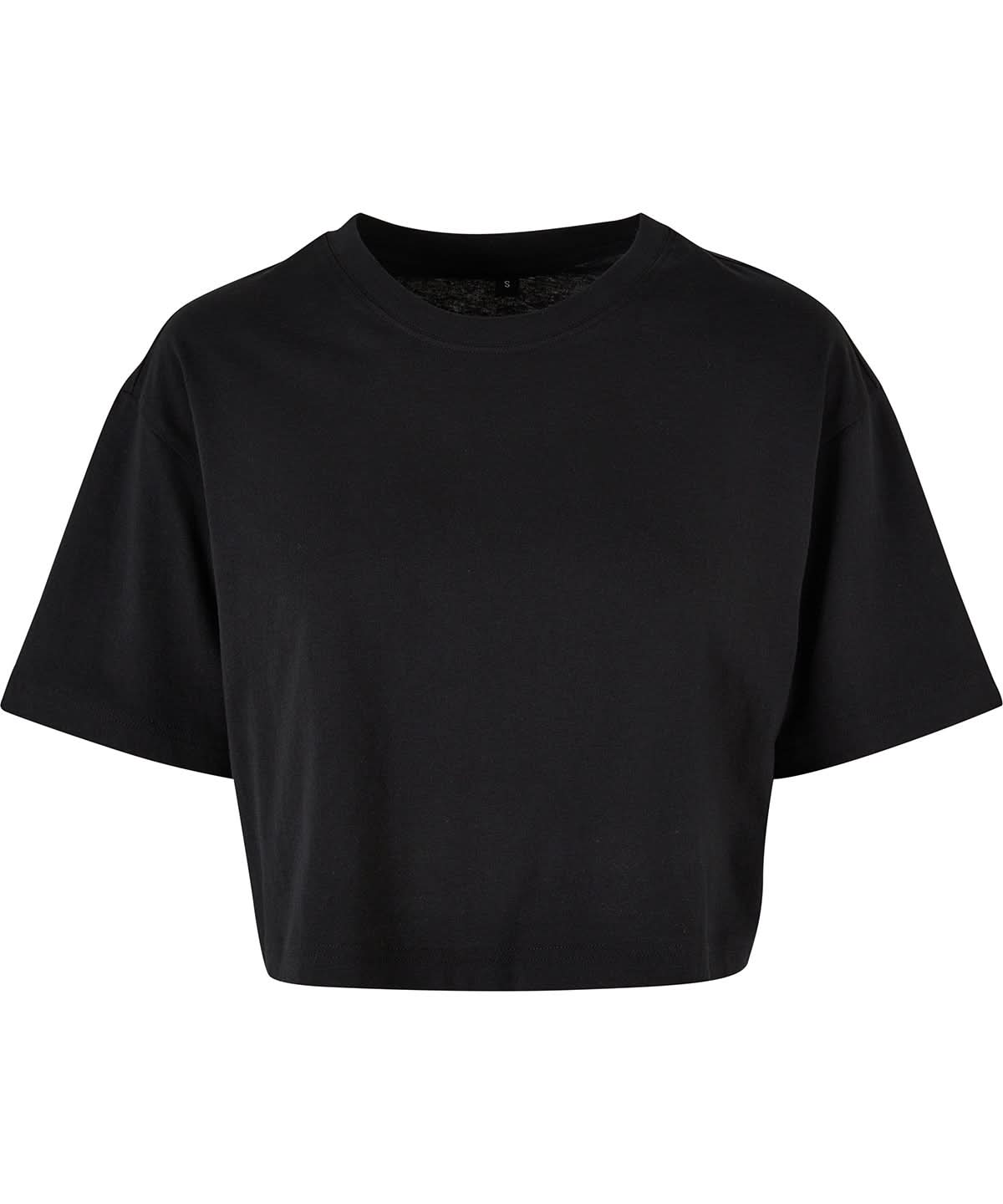 Build Your Brand BYB Womens short oversized tee BY264 - Black - Customisable T-Shirts