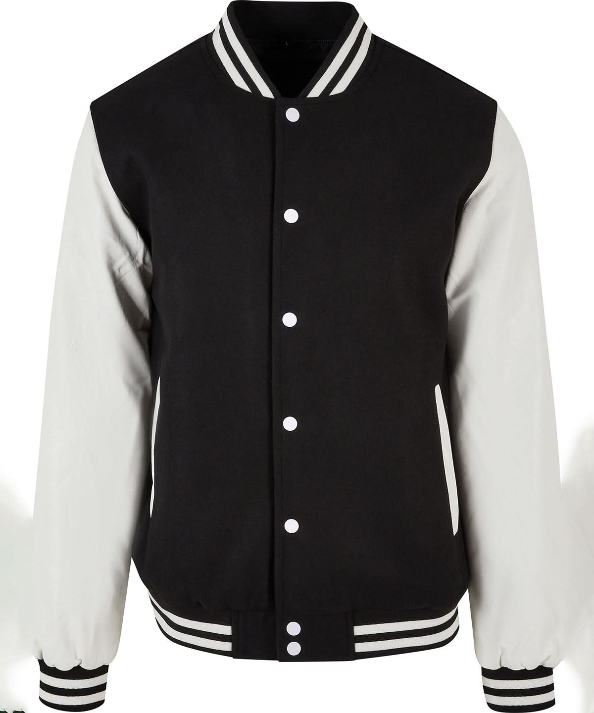 Build Your Brand BYB Old school college jacket BY269 - Black White - Customisable Jackets