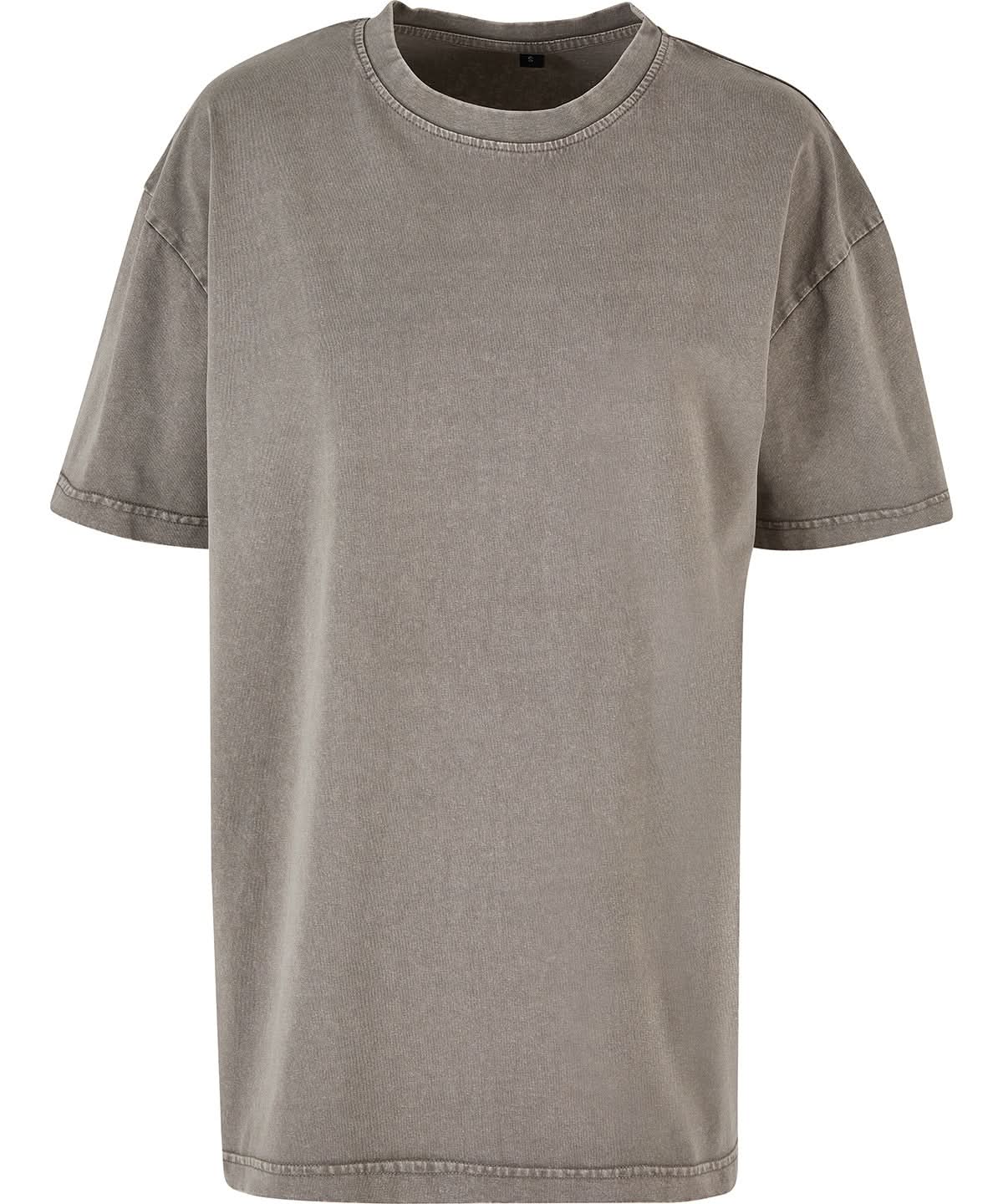 Build Your Brand BYB Womens oversized acid wash tee BY270 - Asphalt - Customisable T-Shirts