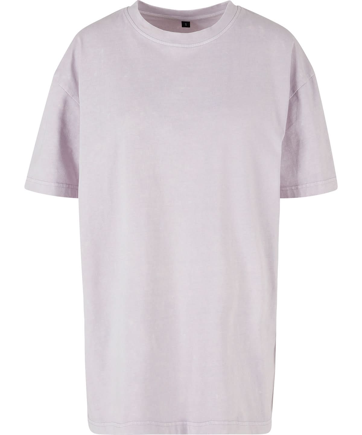 Build Your Brand BYB Womens oversized acid wash tee BY270 - Soft Lilac - Customisable T-Shirts