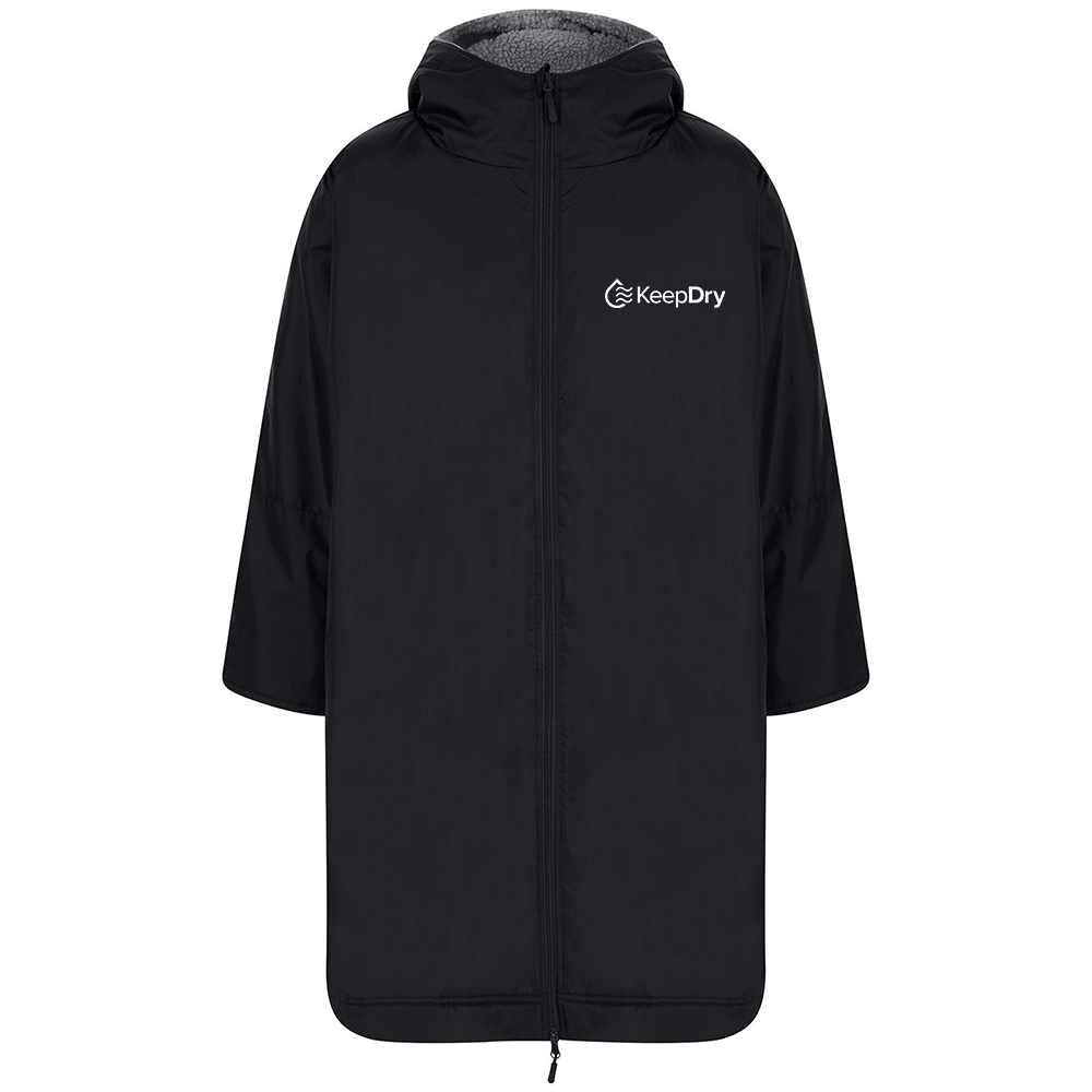 KeepDry All Weather Dry Robe Adults - Black - Customisable Jacket