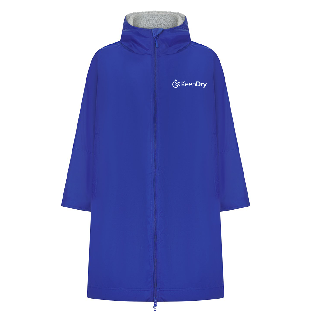 KeepDry All Weather Dry Robe Adults - Royal Blue Large - Extra Large - Customisable Jacket