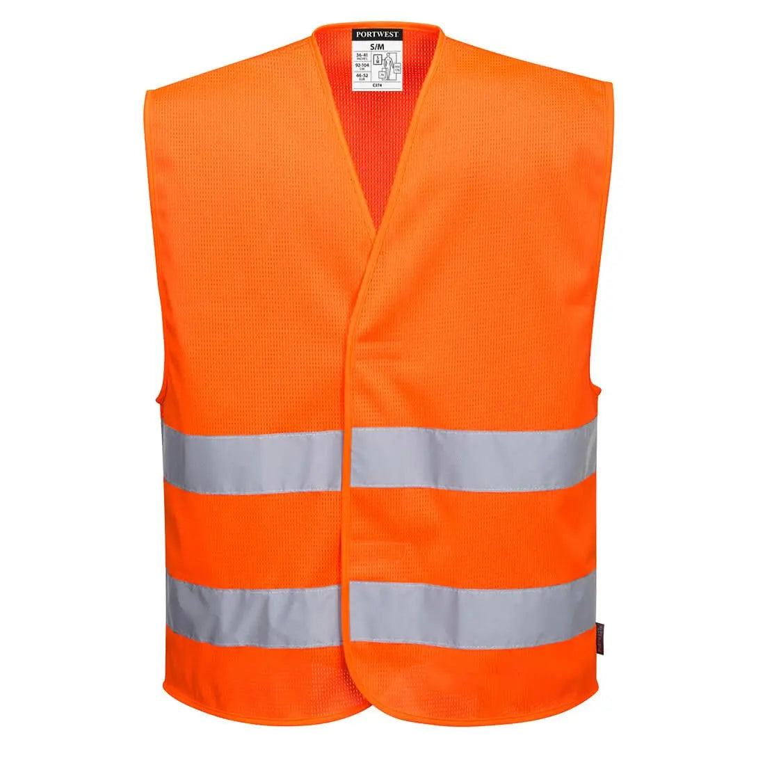 Hi Vis Mesh Two Band Vest C374 - Orange - Customisable Vests