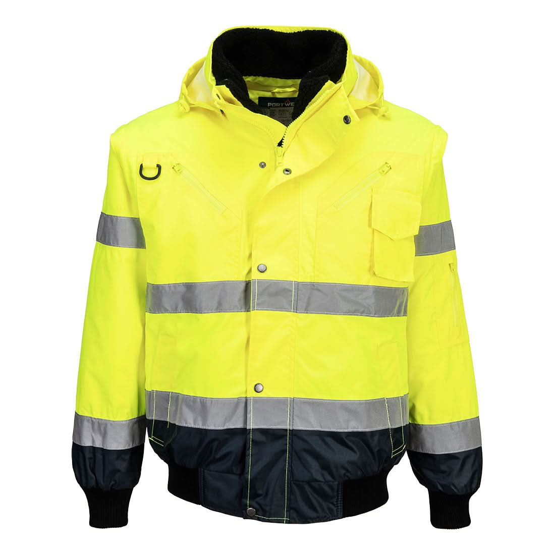 Portwest Hi Vis 3 In 1 Contrast Bomber Jacket C465 - Yellow Navy - Customisable Jacket