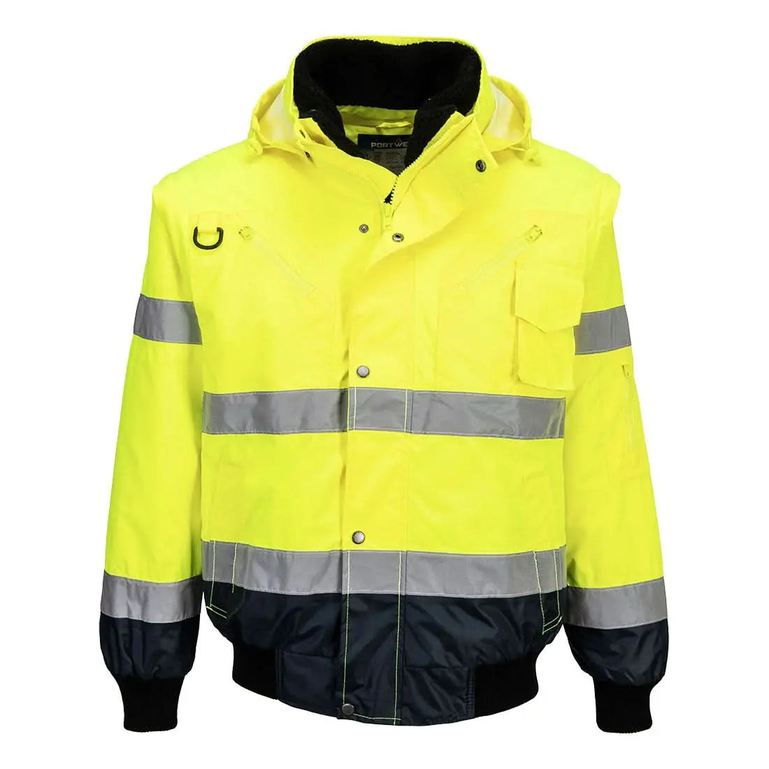 Hi Vis 3 In 1 Contrast Bomber Jacket C465 - Yellow Navy - Customisable Multi-Way Jackets