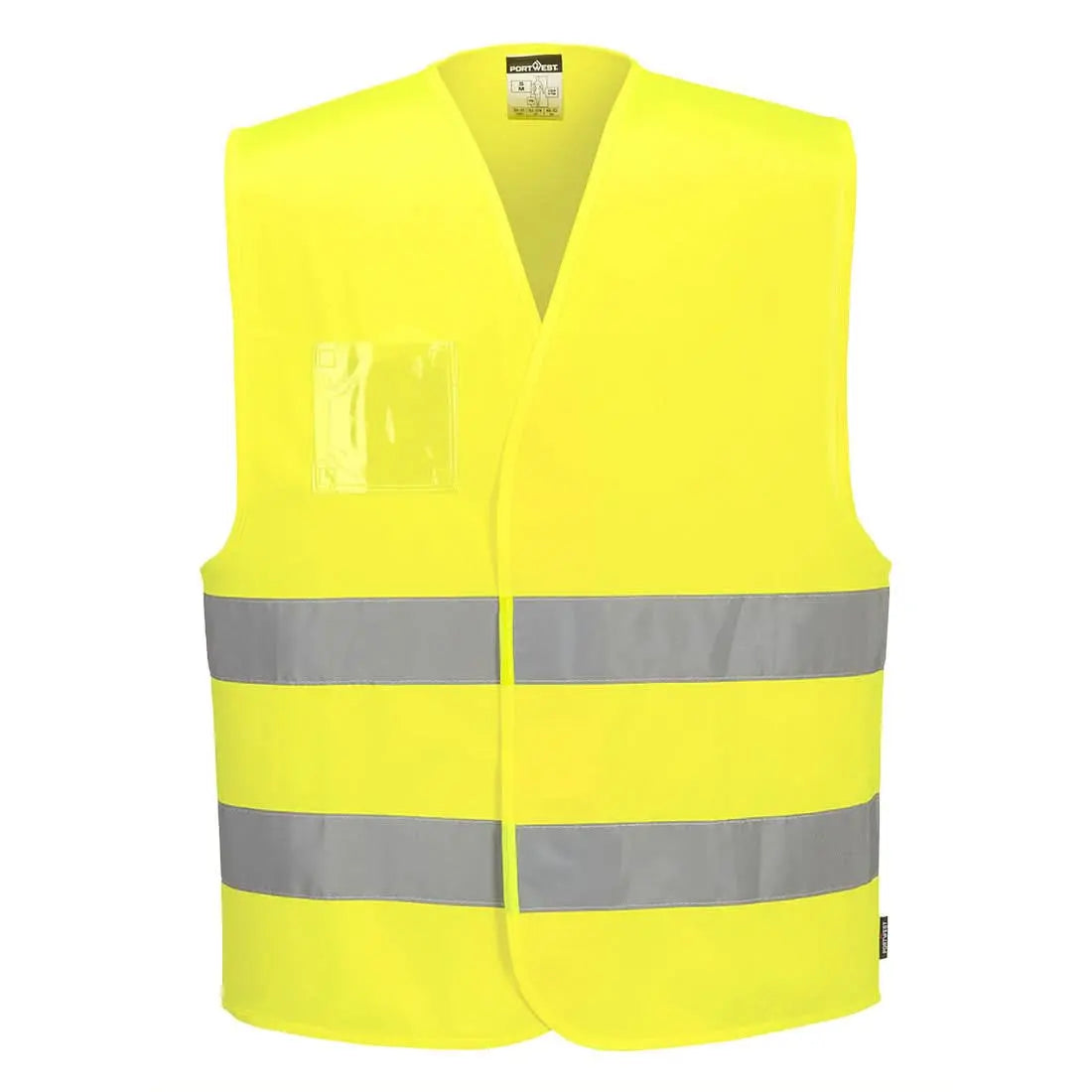 Hi Vis Two Band Dual Id Holder Vest C475 - Yellow - Customisable Vests