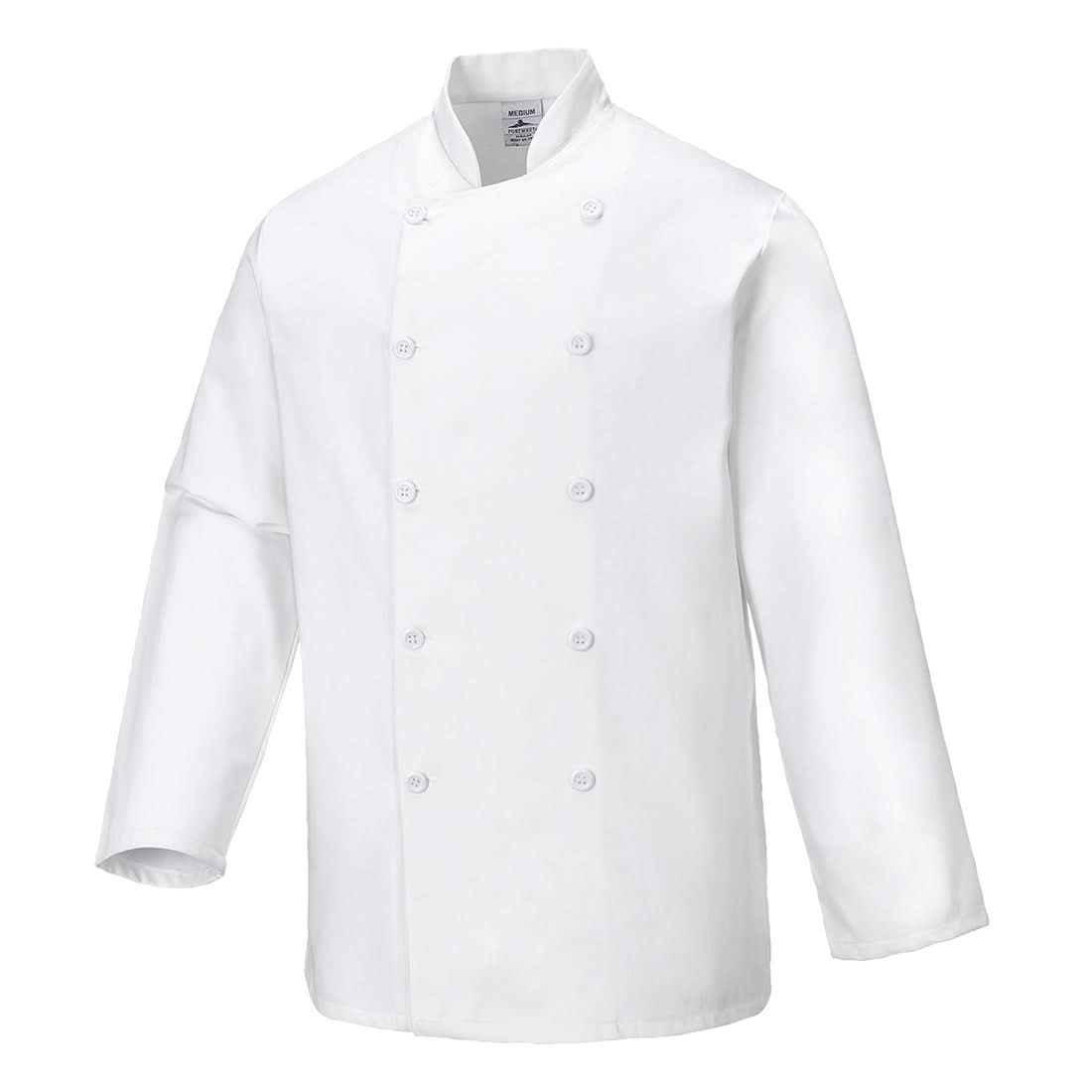 Portwest ChefS Sussex Jacket LS C836 - White - Customisable Jackets