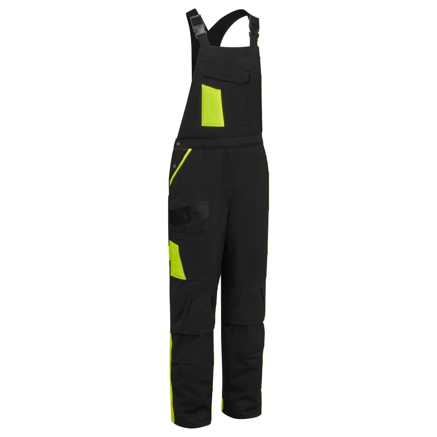 Wx1 Two Tone Insulated Cotton Bib And Brace Cd117 - Black Yellow - Customisable Bib & Braces