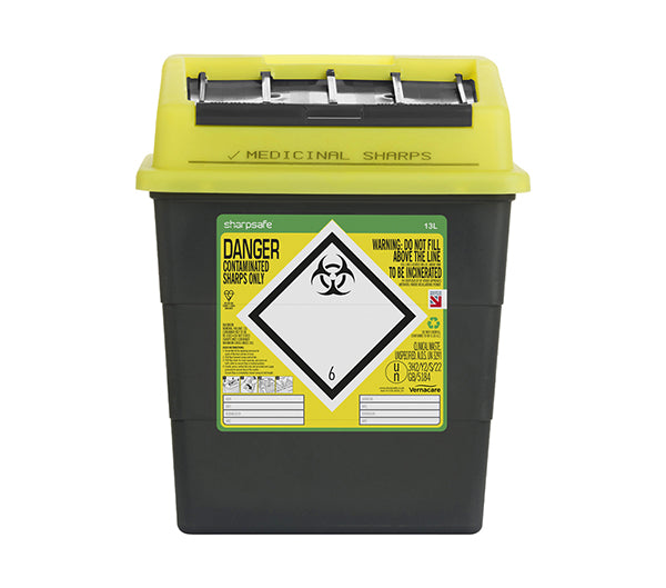 Sharpsafe Sharps Bin Ltr - Yellow 13LTR - Customisable Sharps Bins