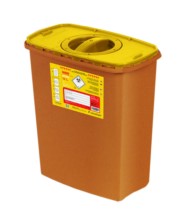 Wood Safe Woodsafe Sharps Bin Lid And Screw Fit Cap Litre - Brown 12L - Customisable Sharps Bins