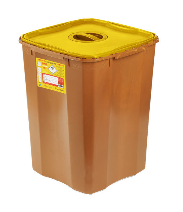 Wood Safe Woodsafe Sharps Bin Lid And Screw Fit Cap Litre - Brown 50L - Customisable Sharps Bins