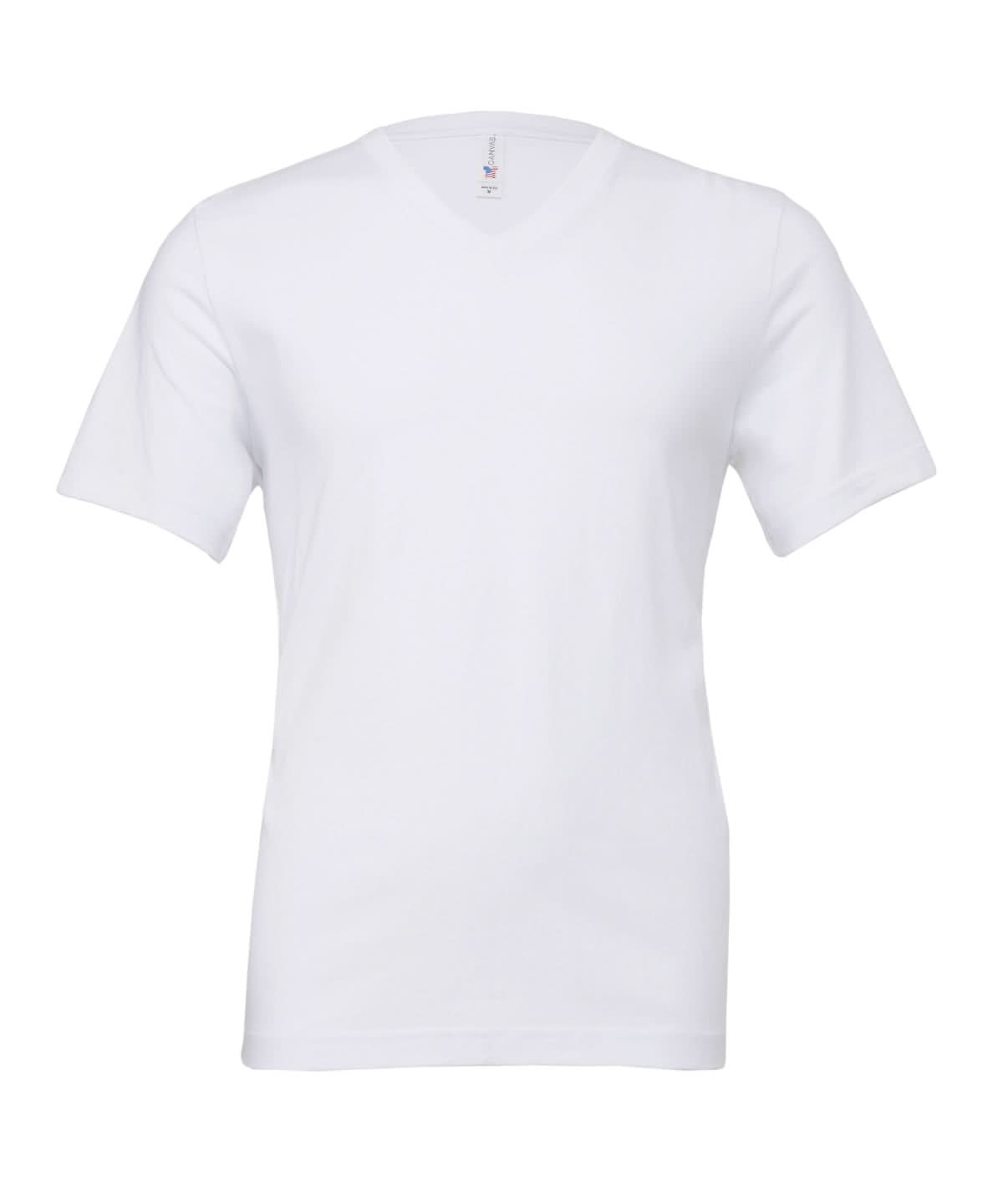 Bella Canvas Unisex Jersey v neck t shirt CV009 - White - Customisable T-Shirts