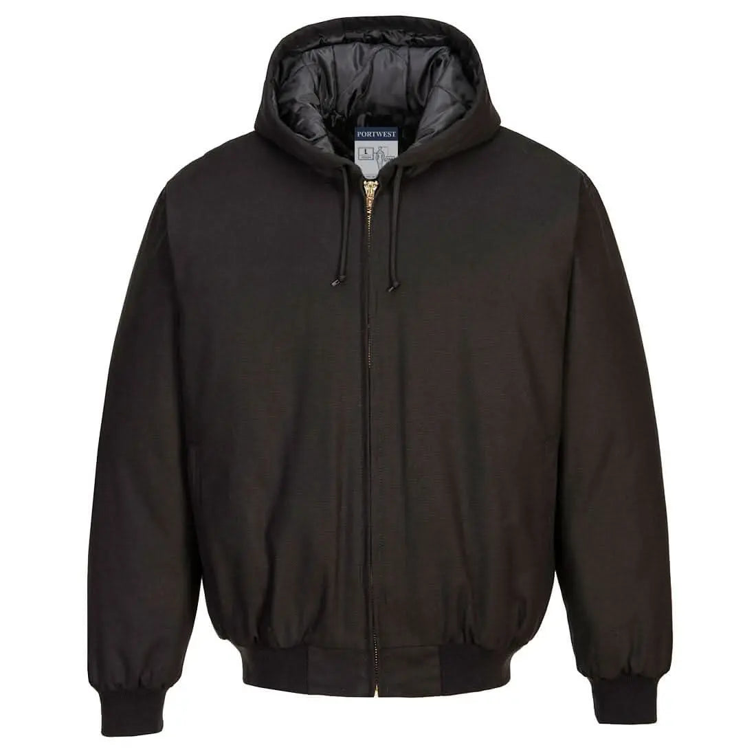 Duck Quilt Lined Hooded Jacket Dc801 - Black - Customisable Insulated Jackets