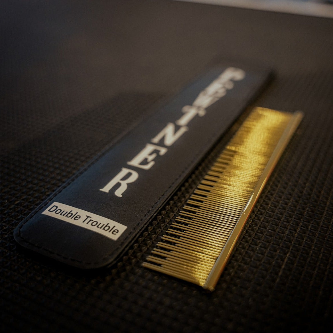 Double Trouble - Gold Dog Grooming Comb - - Customisable Combs