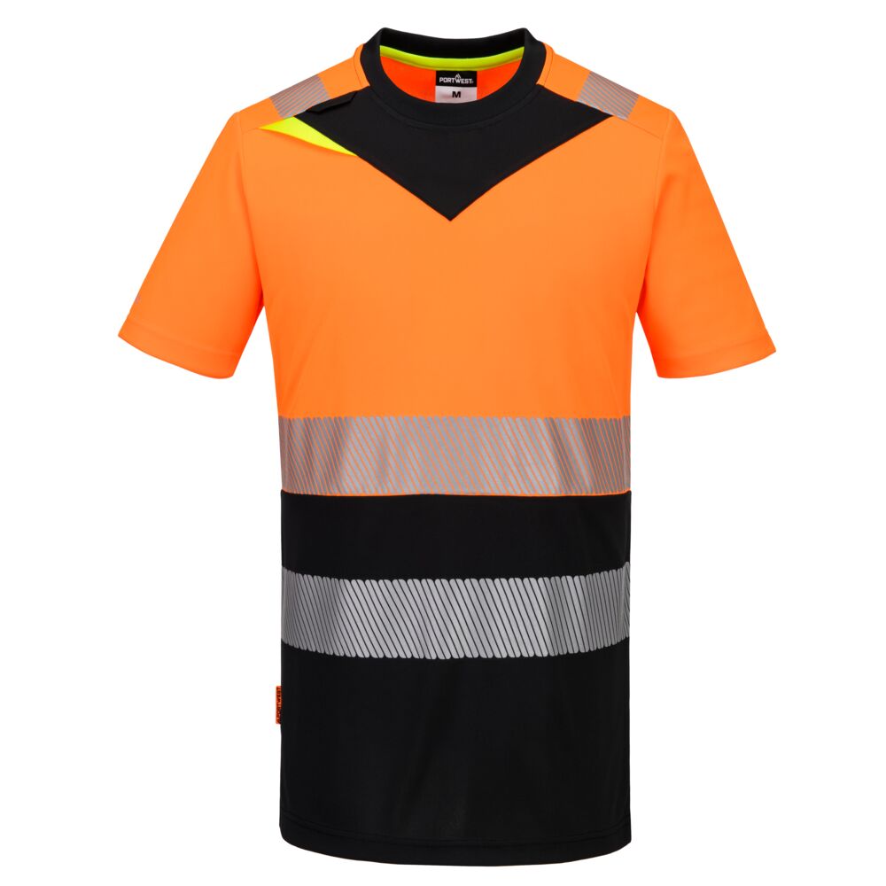 Dx4 Hi Vis Class 1 T Shirt S/S Dx434 - Orange Black - Customisable T-Shirt