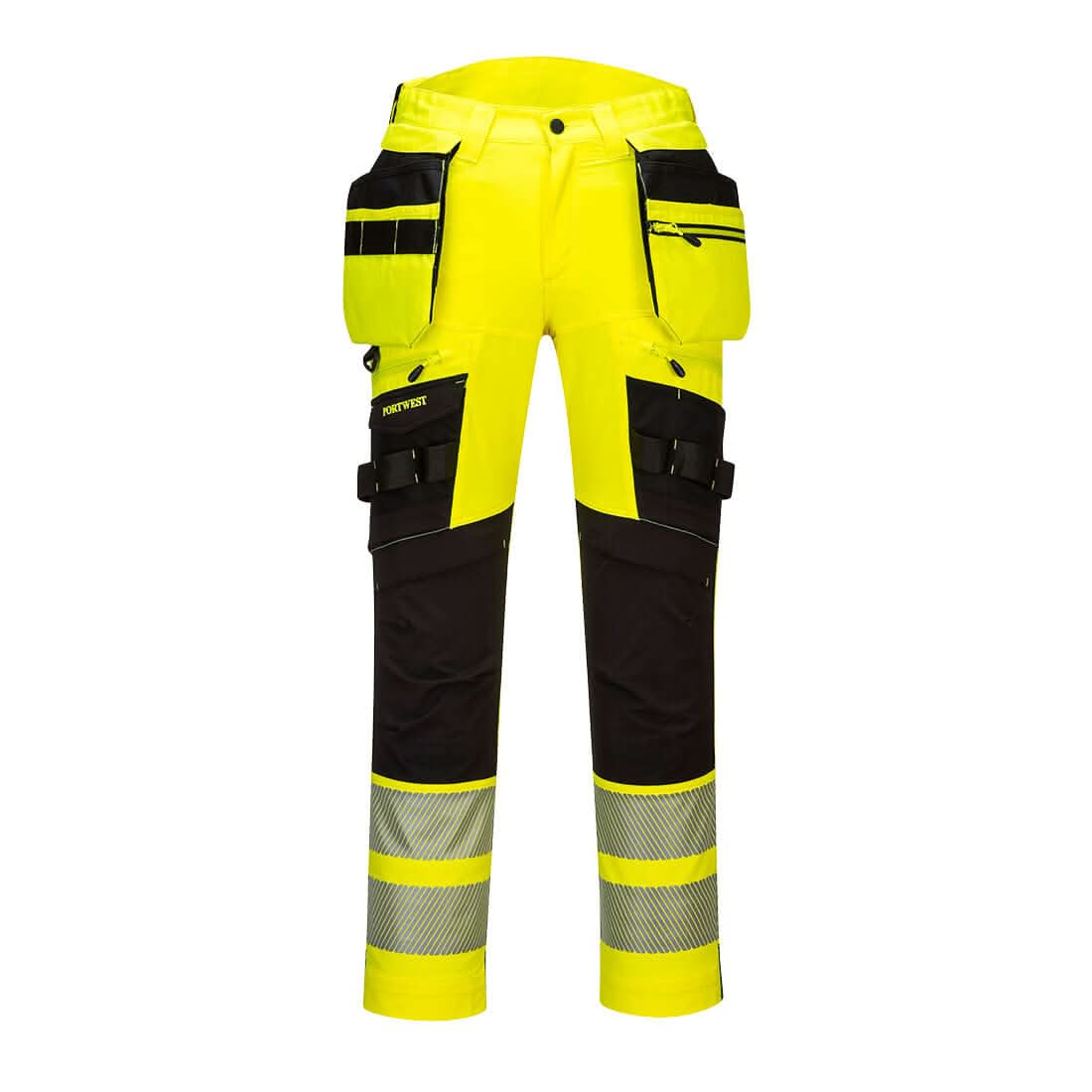 Portwest Dx4 Hi Vis Detachable Holster Pocket Trousers DX442 - Yellow Black - Customisable Hi-Vis Trousers