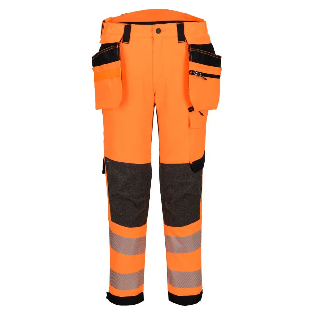 Ev4 Hi Vis Stretch Detachable Holster Class 2 Trousers Ev448 - Orange Black Short - Customisable Holster Trousers
