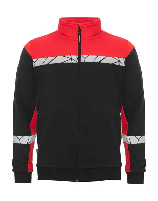 Pro-Job - Progression 7103 Full Zip Sweat - Black Red - Customisable Workwear