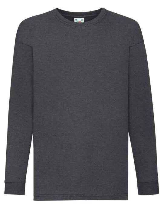 Kids Valueweight Long Sleeve T 61007 - Dark Heather - Customisable T-Shirt