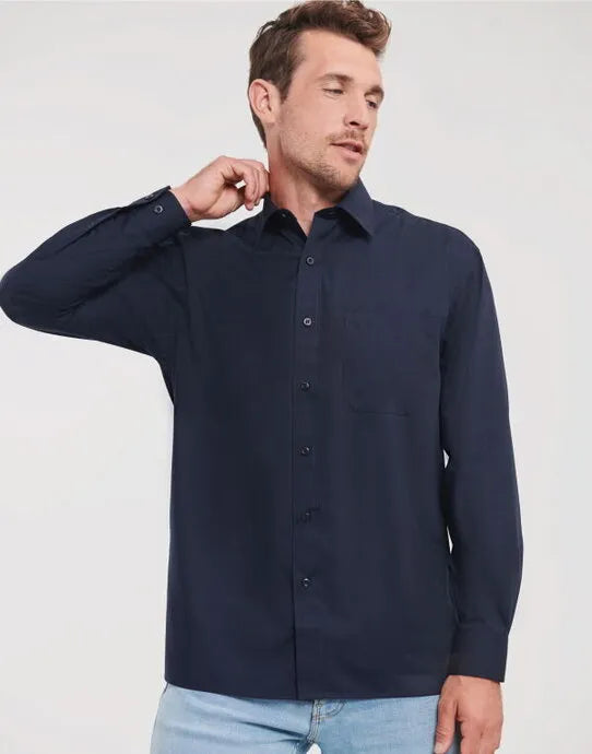 Russell Collection Men LS Classic Poplin 934M