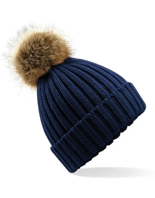 Beechfield Fur Pop Pom Chunky Beanie B412