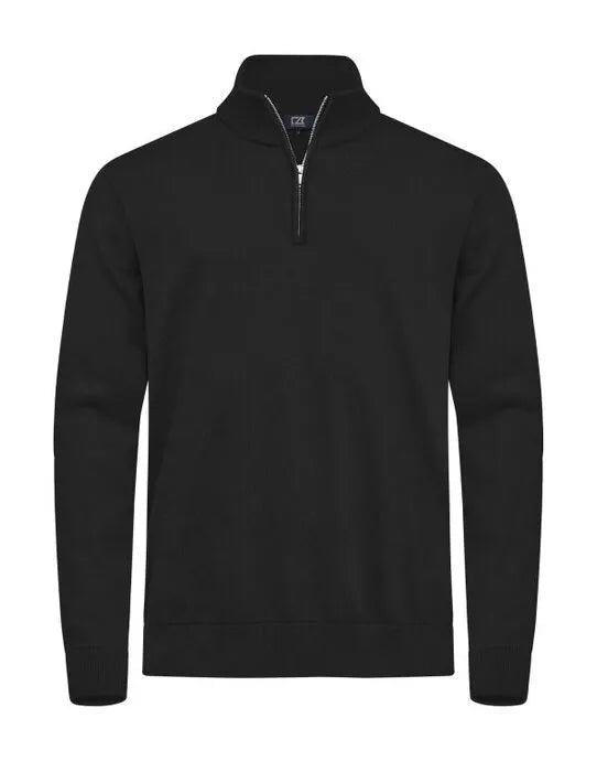 Cutter & Buck - Oakville Half Zip Sweater Men - Black - Customisable Knitwear