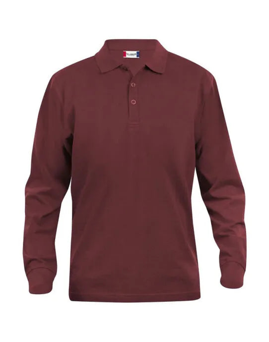 Clique - Long Sleeve Classic Lincoln - Burgundy - Customisable POLO SHIRTS