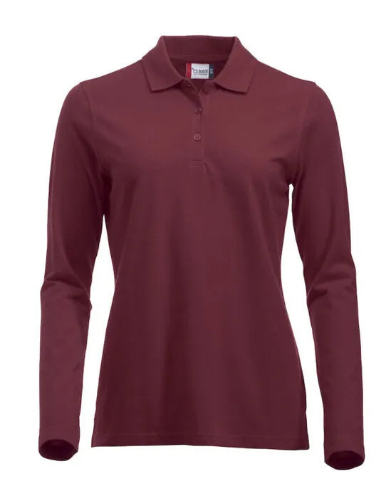 Clique - Long Sleeve Classic Marion - Burgundy - Customisable POLO SHIRTS