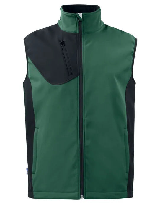 Pro-Job - Prio 3702 Softshell Vest - Forest Green - Customisable Workwear