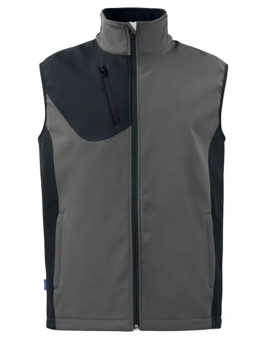 Pro-Job - Prio 3702 Softshell Vest - Grey - Customisable Workwear