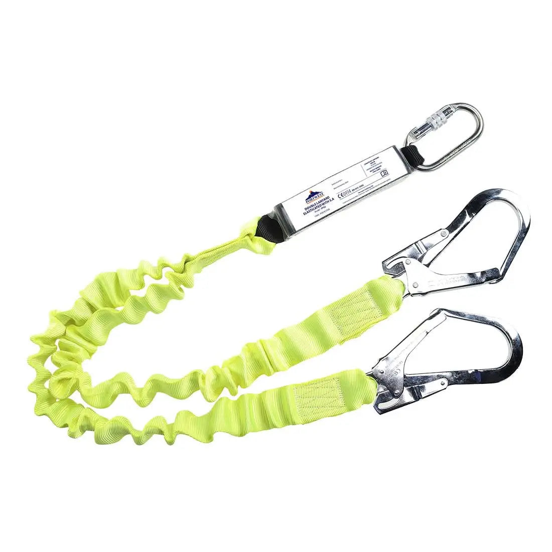 Double Elasticated 1.8m Lanyard With Shock Absorber Fp52 - Yellow - Customisable Fall Arrest Lanyards