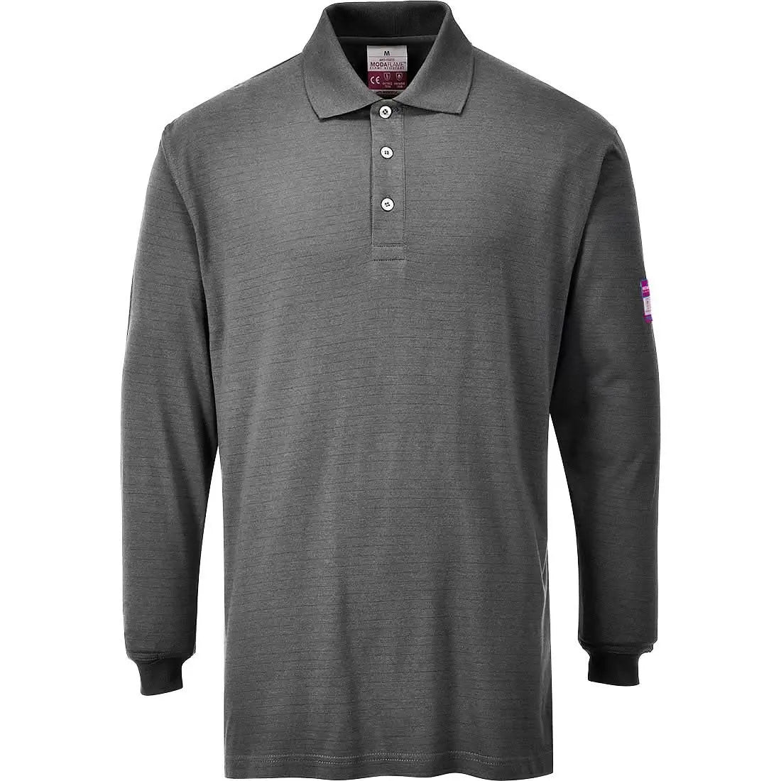 Modaflame Knit Fr Long Sleeve Polo Shirt Fr10 - Grey - Customisable Polo Shirts