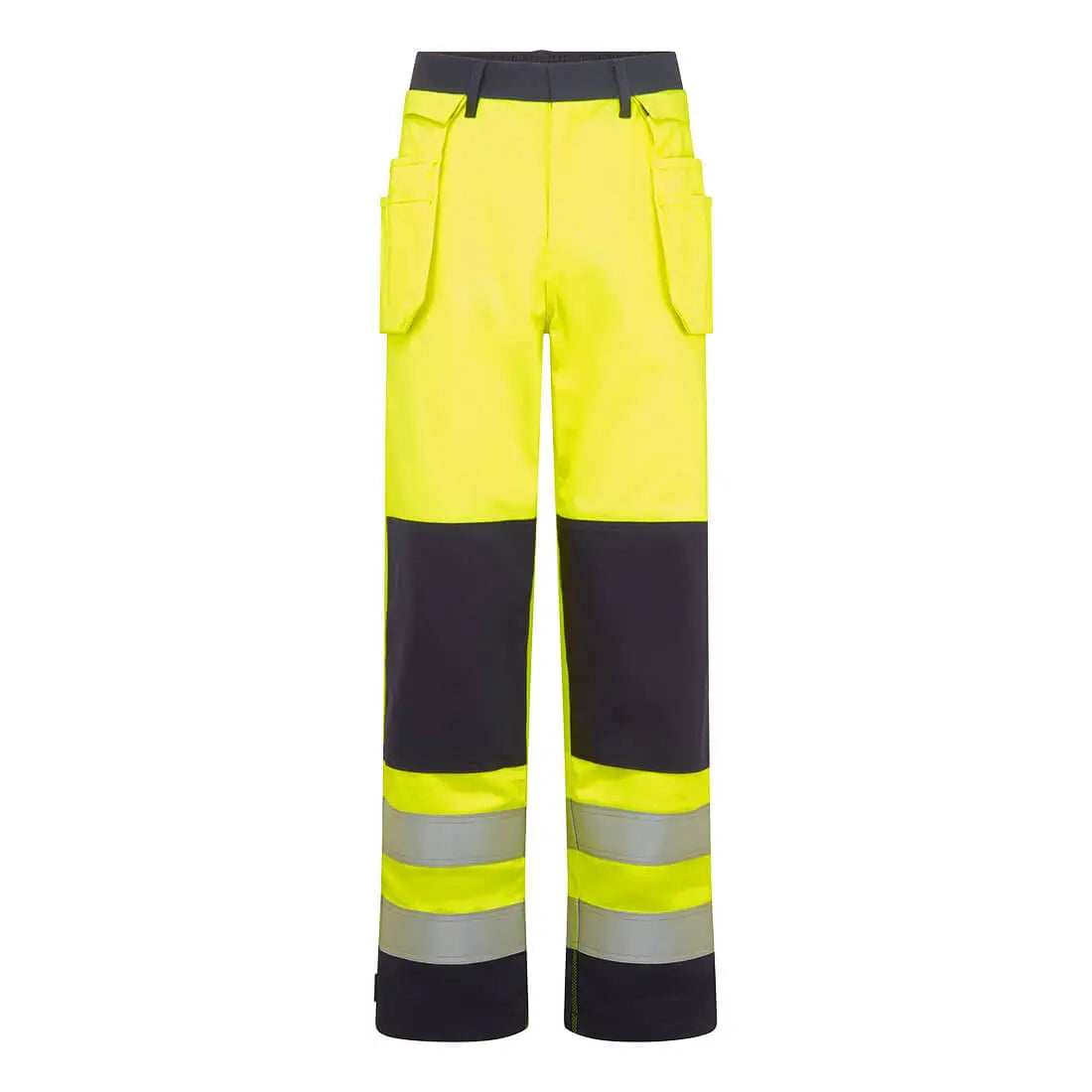 Bizflame Work Hi Vis Contrast Fr Holster Trousers Fr440 - Yellow Navy - Customisable Work Trousers