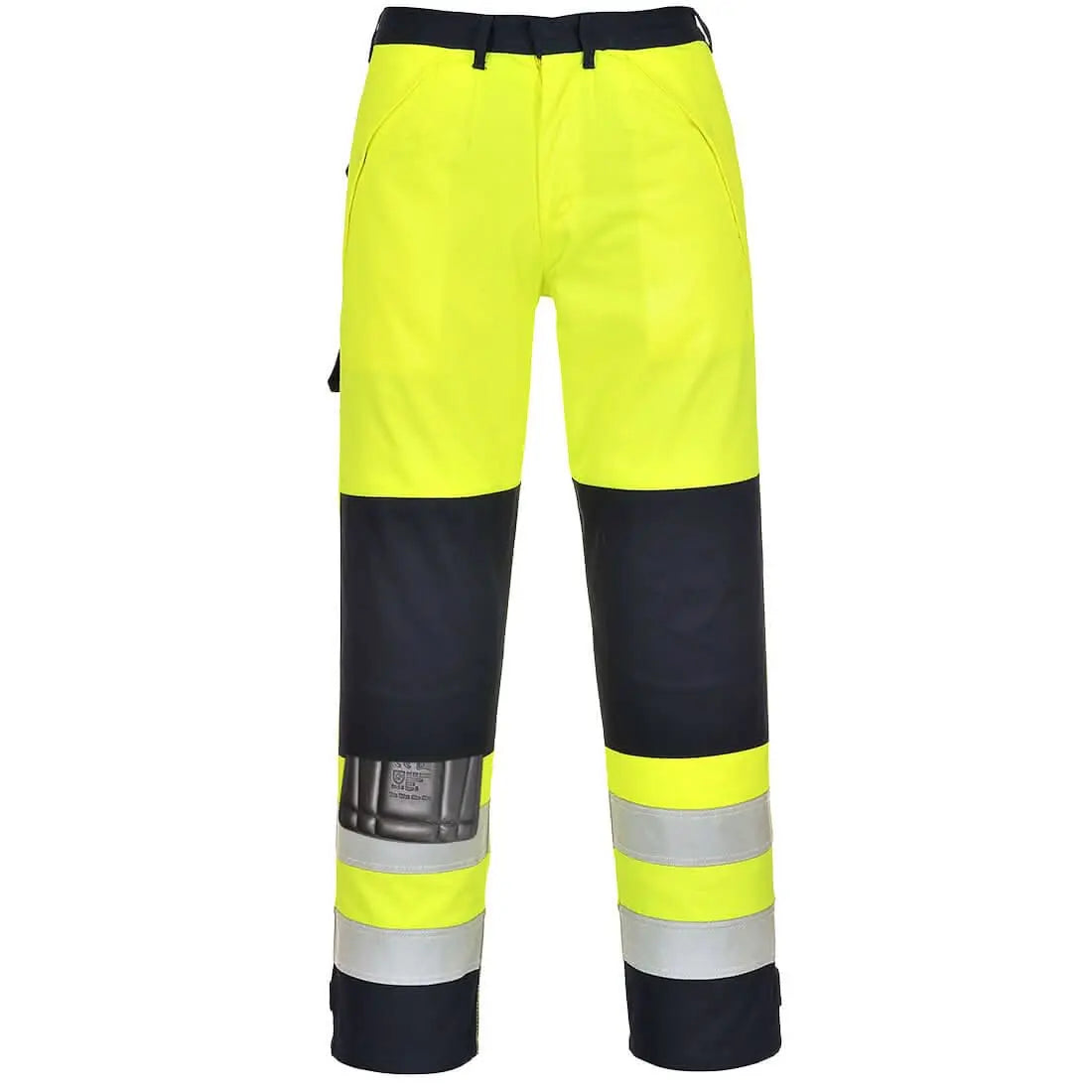Bizflame Work Hi Vis Multi Norm Contrast Fr Trousers Fr62 - Yellow Navy - Customisable Work Trousers