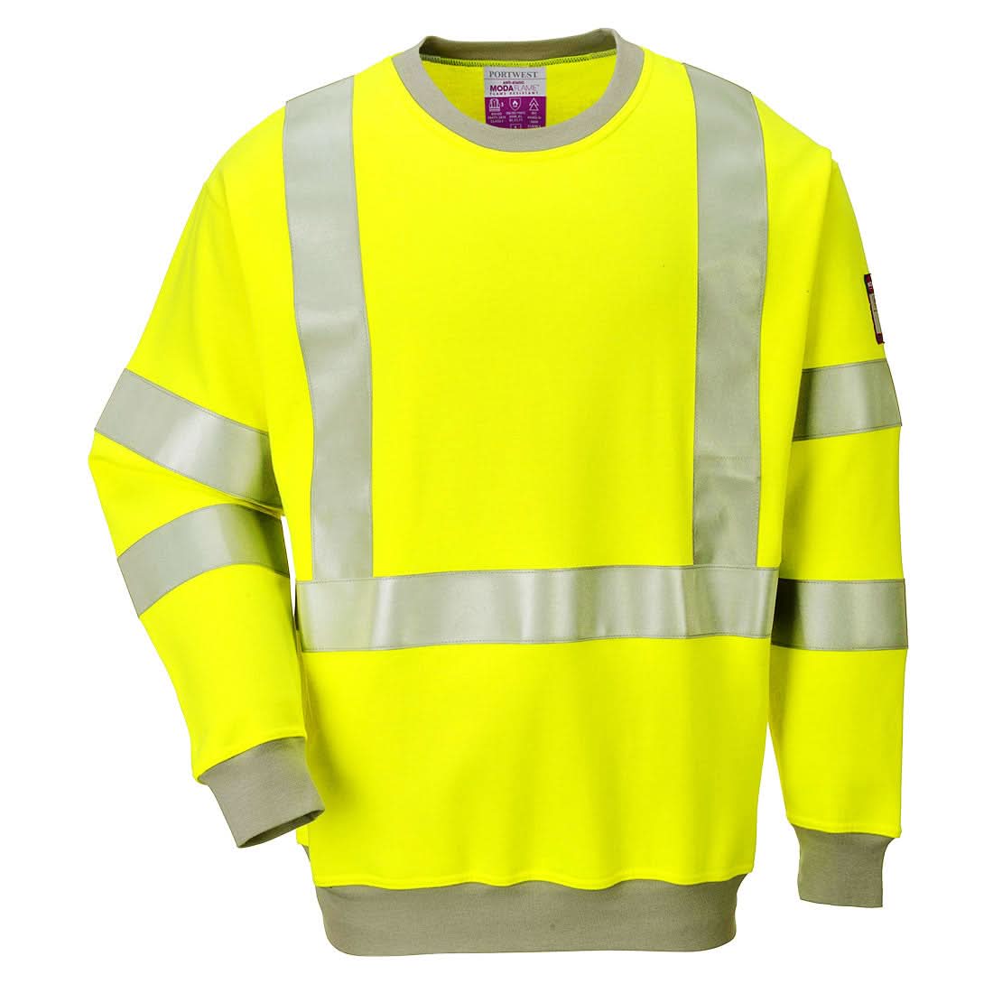 Portwest Modaflame Knit Hi Vis Fr Sweatshirt FR72 - Yellow - Customisable Hi-Vis Sweatshirt