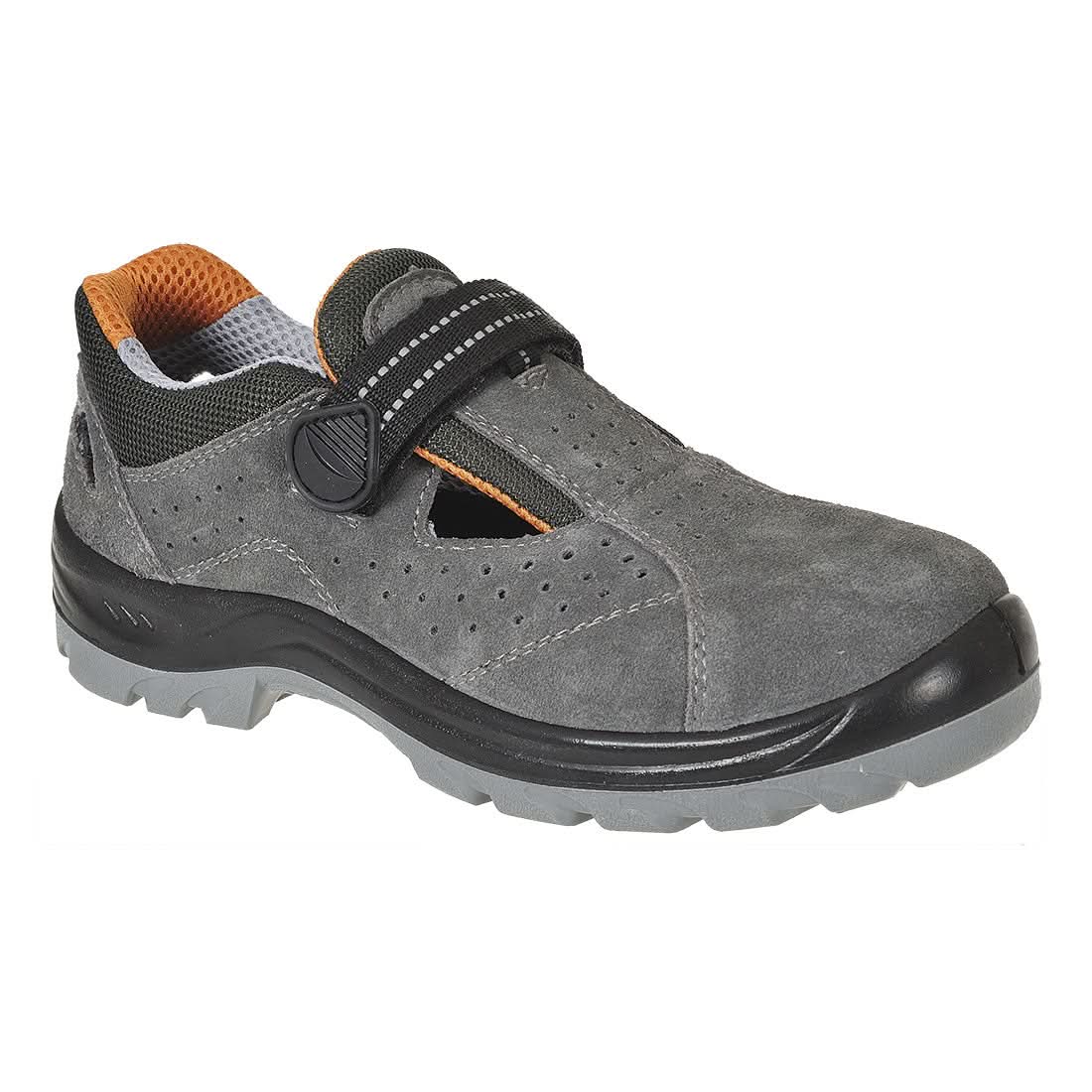 Portwest Steel Cow Suede Leather Sandal S1 Sr Fo FW42 - Grey - Customisable Sandal & Slip-Ons