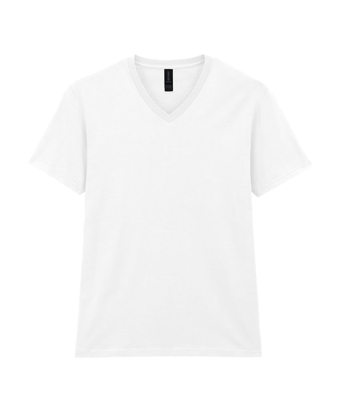 Gildan Softstyle V Neck T Shirt GD010 - White - Customisable T-Shirts