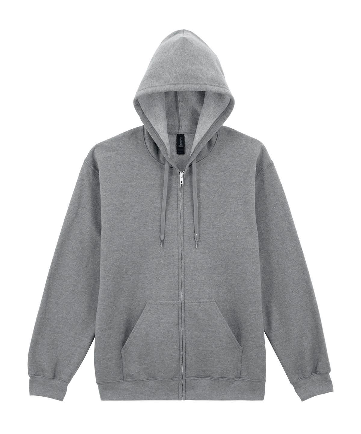 Gildan Softstyle Midweight Fleece Adult Full Zip Hooded sweatshirt GD068 - Ringspun Sport Grey - Customisable Sweatshirts