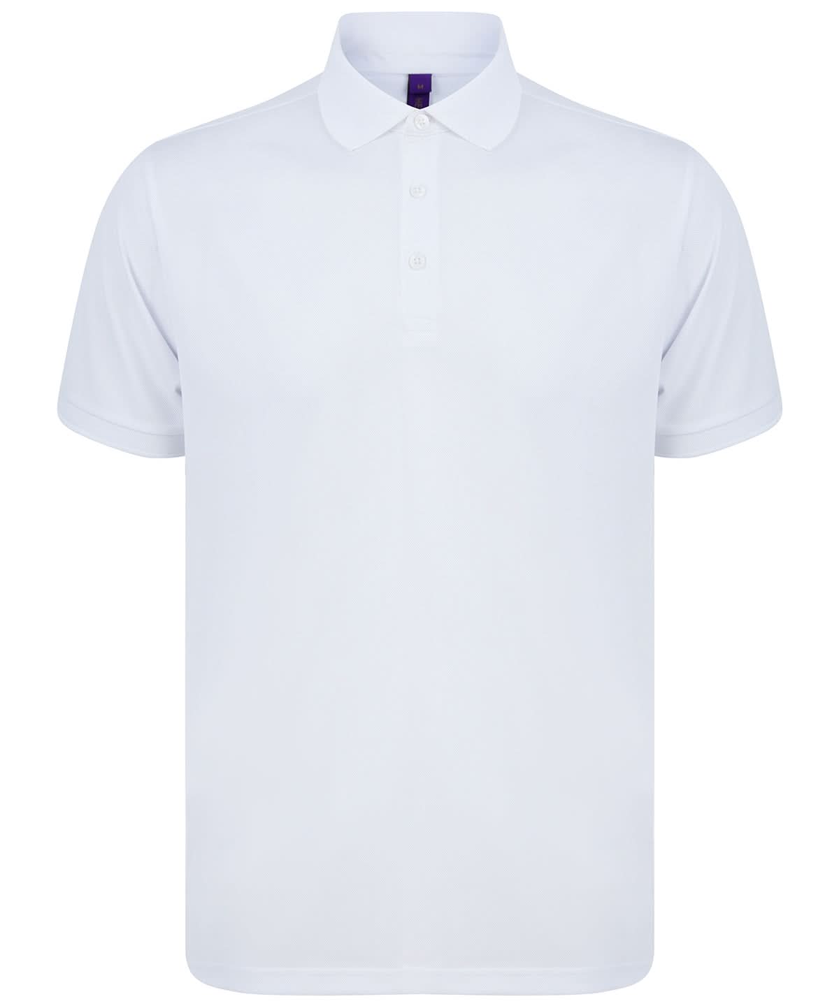 Henbury Recycled Polyester Polo Shirt HB465 - White - Customisable Polos