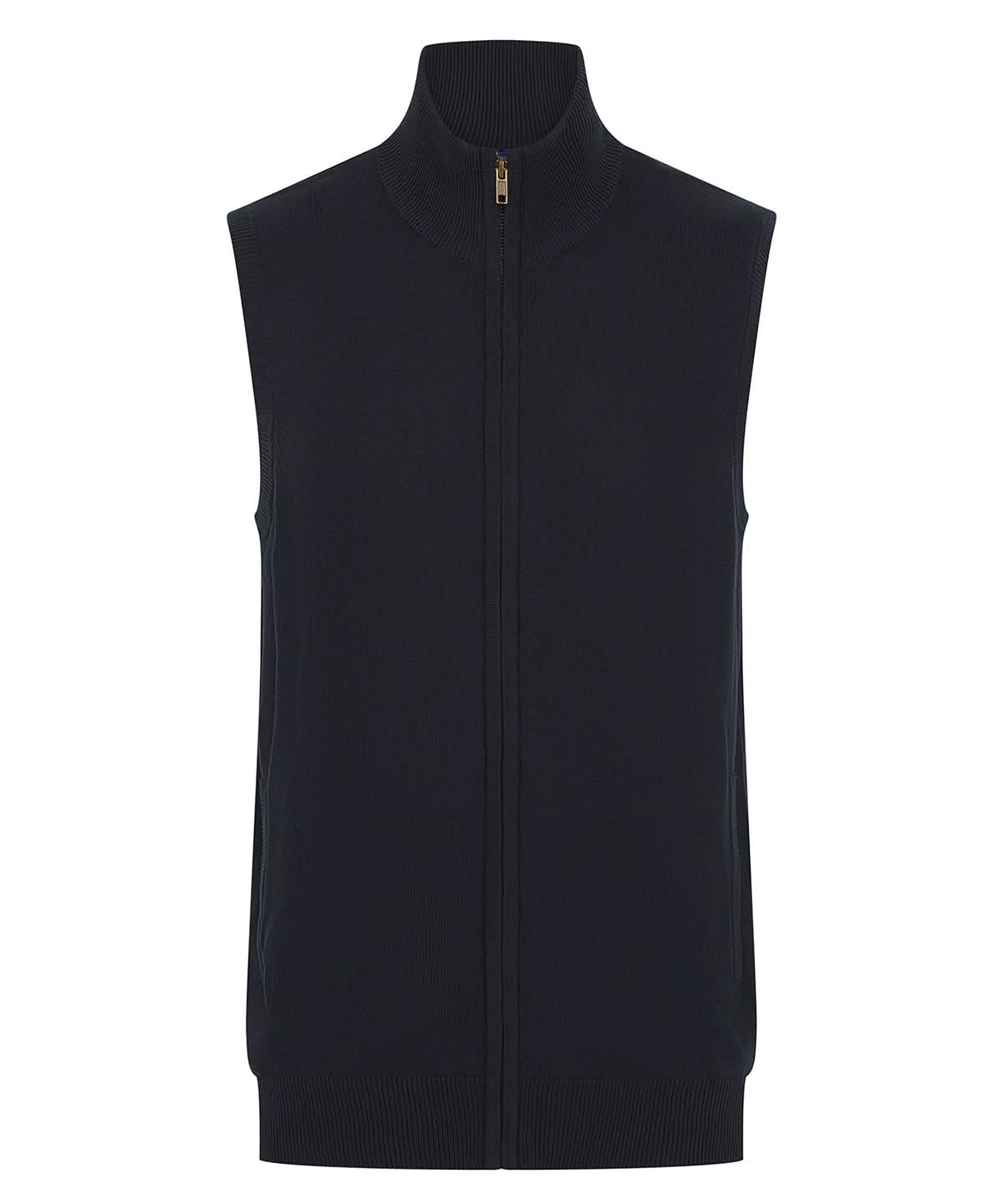 Henbury Sleeveless Zip Through Jumper HB711 - Navy - Customisable Gilets & Body Warmers