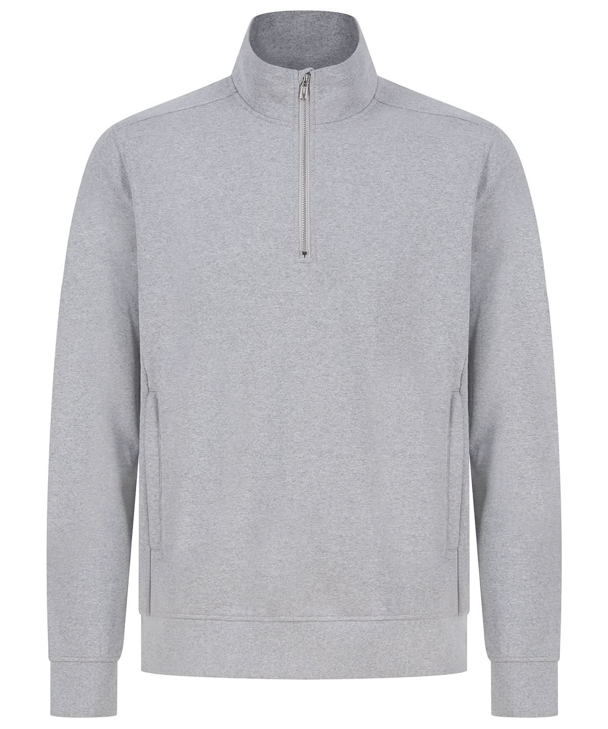 Henbury Unisex Sustainable Zip Sweatshirt HB842 - Heather Grey - Customisable Sweatshirts