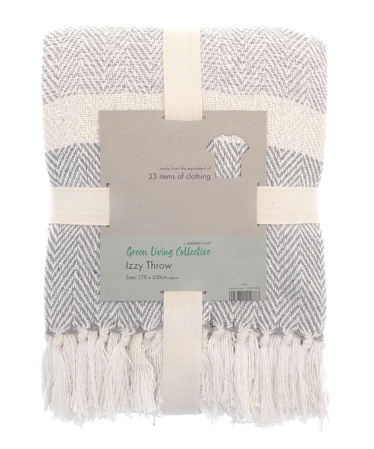 Home & Living Izzy recycled throw HL208 - Grey One size - Customisable Blanket